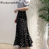 Joskaa Christmas Gift Kuzuwata High Waist Hip Asymmetrical Mermaid Slim Skirt Women Summer Outwear Print Jupe Femme Print Holiday Faldas Mujer