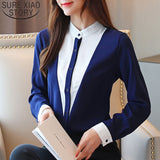 Joskaa Christmas Gift Casual Slim Women Clothing Office Ladies Shirts 2020 Fashion Women Chiffon Blouses Long Sleeve Stand Collar Women Tops 6378 50