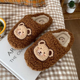 Joskaa 2024 Winter Women Slipper Lovely Bear Cartoon Plush Cotton Home Slippers Female Indoor Household Anti-Skid Thick Bottom Slipper