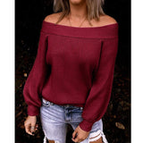 Joskaa Thanksgiving Gift Bikoles Sexy Off Shoulder Slash Neck Long Sleeve Autumn Winter Women's Sweater New Fashion Solid Loose Knitting Ladies Tops