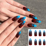 Joskaa 24pcs Leopard Theme Full Cover False Nail Tips 2024 New Style Black Brown Transparent Stiletto French Pearl Fake Nails With Glue