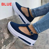 Joskaa Back to College丨Women Shoes Summer Pumps Chunky Mid Heels Plus Size Breathable Mesh Sneaker Wedges Shoes Female Mujer Sapato Feminino