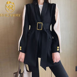 Joskaa Christmas Gift New High Quality Spring Autumn Fashion Blazer Jacket Women Patchwork Belted Style Runway Blazers Coat Ladies Outwear