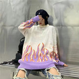 Christmas Gift Joskaa Retro Y2K women's sweater design sense purple tie-dye outer wear ins new style fried street loose lazy round neck sweater