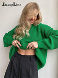 Joskaa Christmas Gift JacuqeLine Casual O Neck Oversized Knitted Pullovers Sweater Women Long Sleeve Loose Solid Female Sweater Top Autumn Winter 2024