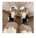 Joskaa Thick Cotton Warm Home Slippers Women's Winter Anti-Skid Thick Bottom Plush Indoor Household Shoes Lovely Cow Animal Slipper