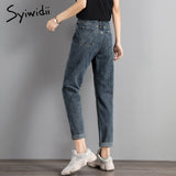 Joskaa Fashion Mom Jeans Women High Waist Boyfriend Jeans for Women Harem Pants Denim Street Style Coated Ankle-Length High Street