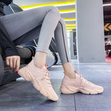Women Platform Sneakers Breathable Mesh Lace Up Casual Female Shoes White Yellow Korean Fashion Summer 2021