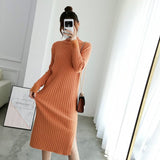 Joskaa Christmas Gift Vintage Turtleneck Sweater Dress New Autumn Winter Women Knitted Dress 2020 One Piece Office Slim Warm Pullover Dresses Vestidos