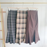 Joskaa Christmas Gift Kuzuwata 2024 Autumn New Faldas Japanese Style Temperament Women Jupe Solid Plaid High Waist Slim Ruffled A-line Mermaid Skirts