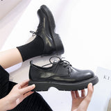 Joskaa Woman Oxford Shoes Pu Leather Lace Up Casual Shoes Platform Shoes Brown Black Vintage Lolita Mary Jane Shoes Zapatos Mujer 2024