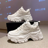 Joskaa New Black Dad Chunky Sneakers Casual Vulcanized Shoes Woman High Platform Sneakers Lace Up White Sneakers Women 2024