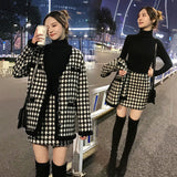 Joskaa Leiouna Woolen Suit Women's 2024 Autumn Winter New Korean Style New Channel Style Bird Plaid Woolen Coat Hip-Wrapped Skirt Suit