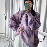 Christmas Gift Joskaa Retro Y2K women's sweater design sense purple tie-dye outer wear ins new style fried street loose lazy round neck sweater