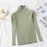 Joskaa Christmas Gift JMPRS Turtleneck Women Pullover Sweater Slim Elastic Autumn Knitted Jumper Fashion Long Sleeve Korean Ladies Top New 2024