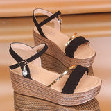 Joskaa  High Heels Women Summer Shoes Wedges Bohemian Women Sandals Flat Platforms Diamond Beach Sandles Open Toe Women Shoes