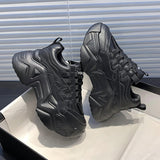 Joskaa New Black Dad Chunky Sneakers Casual Vulcanized Shoes Woman High Platform Sneakers Lace Up White Sneakers Women 2024