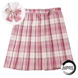 Joskaa Christmas Gift JMPRS Plaid Women Pleated Skirt Bow Knot Summer High Waist Preppy Girls Dance Mini Skirt Cute A Line Harajuku Sexy Japan Faldas