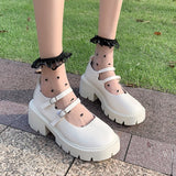 Joskaa Women Shoes Japanese Style Lolita Shoes Women Vintage Soft High Heel Platform Shoes College Student Mary Jane Shoes White