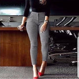 Joskaa Women High Waist Houndstooth Print Skinny Feet Pants  Casual Pants Fashion Pants