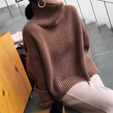 Back to College Joskaa Woman Sweater Autumn Winter 2024 Fashion Pullovers Long Sleeve Turtleneck Black Knitted Korean Tops Casual Loose Jumper