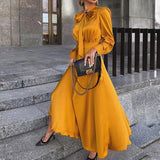 Joskaa Fashion Elegant Long Sleeve Christmas Maxi Dress Women 2024 Autmn Winter Bow Vintage Party Ladies Dresses For Woman Robe Femme