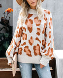 Joskaa Thanksgiving Gift Women's Knitting Leopard Autumn Winter Sweaters Fashion Casual Long Sleeve O Neck Loose Patchwork Color Contrast Ladies Sweaters