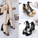 Joskaa Fashion Black Summer Sandals Open Toe Women Sandles Thick Heel Shoes Gladiator Shoes Sandales Femme 2024