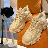 Joskaa New Black Dad Chunky Sneakers Casual Vulcanized Shoes Woman High Platform Sneakers Lace Up White Sneakers Women 2024