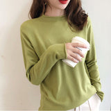 Joskaa Mock Neck Sweater Women Vintage Slim Jumper Soft Warm Knitted Pullover Long Sleeve Fall 2024 Pink Green Black Blue New