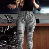 Joskaa Women High Waist Houndstooth Print Skinny Feet Pants  Casual Pants Fashion Pants220920