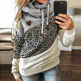 Joskaa Women Patchwork Hooded Sweatshirt Gradient Print  Autumn Winter Drawstring Long Sleeve Pullovers Casual Lady Sweatshirts Tops