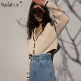 Joskaa Christmas Gift Nadafair Korean Preppy Style Cropped Cardigan Sweater Women Autumn Casual Loose Short Winter Knitted Woman Sweaters Jumper