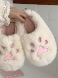 Joskaa 2024 Winter Women Slipper Cat Claw Cotton Home Slippers Warm And Non Slip Indoor Household Plush Slipper For Female