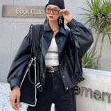 Joskaa Black Friday Sales Fashion Leather Jacket Women Korean Casual Streetwear Biker Jacket Harajuku Y2K Loose Outwear Leather Moto Jacket Autumn