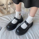 Joskaa Japanese School Students Uniform Shoes Uwabaki JK Round Toe Buckle Trap Women Girls Lolita Cosplay Shoes Sweet Lolita Shoes