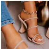 Joskaa 2024 New Summer Women Sandals Square Toe Ladies Heel Mules Sexy High Heels Sandal Slippers Female Fashion Woman Shoes