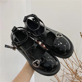 Joskaa Japanese Lolita Shoes Star Buckle Strap Mary Janes Women Cross-Tied Platform Shoe Patent Leather Girls Rivet Casual Shoes