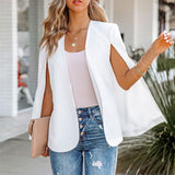 Joskaa Autumn Women Cardigan Cloak Blazers Split Sleeve 2024 New Office Female Casual Cape Blazer Coat White Elegant Ladies Overcoat