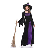 Halloween Joskaa Halloween Witch Cosplay Costume Dressed In Black Purple Witch Women Cosplay Fantasy Halloween Party Dress Sets