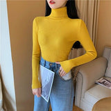 Joskaa Women's Sweaters Autumn Winter Turtleneck Long Sleeve Casual Knitted Jumper Fashion Slim Elasticity Pullover Sweater Female 2024