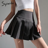 Joskaa Pleated Skirt Womens Mini Black Fashion Lolita Harajuku High Waist 2021 New Summer Clothing Sexy Gothic Solid Skirts