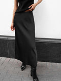 Joskaa  2024 High Waist Slim Elegant Fashion Long Skirt Women Simple Vintage Office Lady New Fall Dress