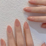 Joskaa 24pcs Long Gradient Nude False Nail With Glue Simple Ins Style Artifical Press On Nails Acrylic Nails Back To School Nails