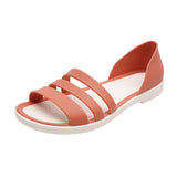 Women Summer Flat Sandals 2022 Open-Toed Slides Slippers Candy Color Casual Beach Outdoot Female Ladies Jelly Shoes