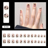 Joskaa 24pcs Gradient False Nails Cute Star Printed Design Fake Nail Short Square Faux Ongles Manicure Nail August Nails 2024