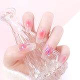 Joskaa 24P Fake Nails Press on Nails Set Diamond Streamer Flash Fly Butterfly Seamless Removable False Nail Barbie Nail August Nails 2024