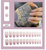 Joskaa 24pcs Long Gradient Nude False Nail With Glue Simple Ins Style Artifical Press On Nails Acrylic Nails Blueberry Milk Nails