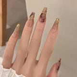 Joskaa 24pcs Long Gradient Nude False Nail With Glue Simple Ins Style Artifical Press On Nails Acrylic Nails Back To School Nails