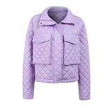 Joskaa Cyber Monday Sales Weiyao Y2k Purple Quilted Jacket For Women 2024 Korean Fashion Autumn Winter Zip Up Cute Bubble Coat Streetwear Casual White